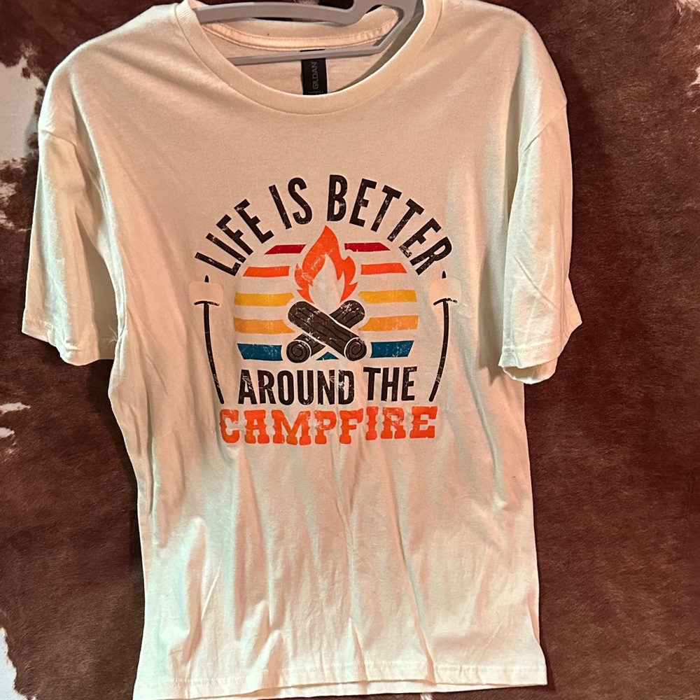 Gildan White Campfire Graphic Tee